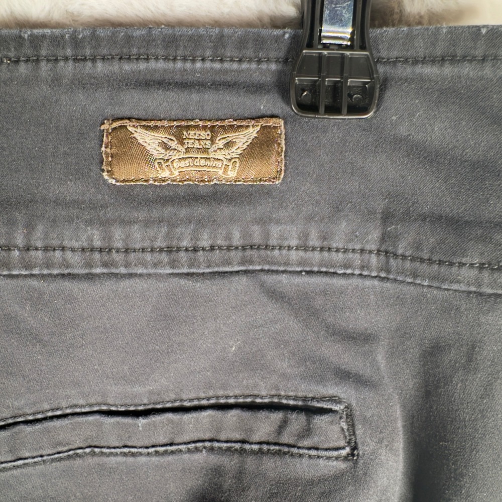 Neeso Jeans Womens Black Sailor Wide Leg Pants Button‎ Front Size 18 Distressed